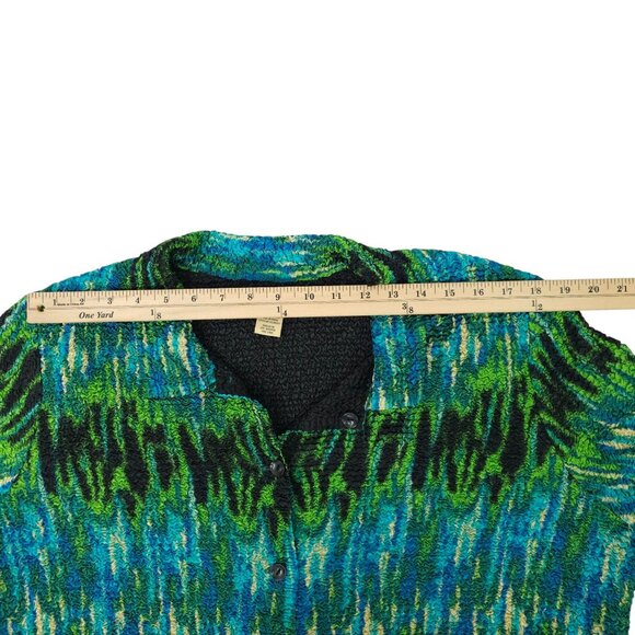 Choices Woman Reversible Jacket Size 1X Jewel Tone Abstract Pucker Knit Artsy - Picture 6 of 16